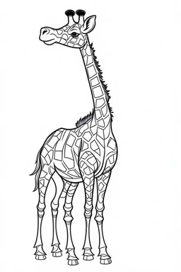 coloring page for kids, full giraffe, cartoon style, thick outline, low details, no shading, no color