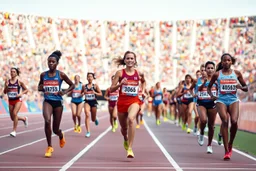 in olympic games all 100m runner ladyes waiting to start the game