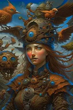 steampunk "Medieval witch", with many weird creatures - artwork by Tomasz Alen Kopera - ultra sharp focus, focused, high definition, high detail, highly detailed, ultra detailed,