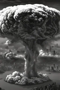 Hiroshima bomb, line arts, manga style