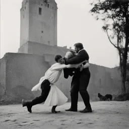 [very impressive high res masterpiece in Kodak Eastman 5247, scene by László Krasznahorkai] Jacob wrestling with angel