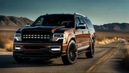Lincoln Navigator Shelby GT500, rear view, cinematic, luxurious --chaos 80 --ar 16:9 --style raw --stylize 700