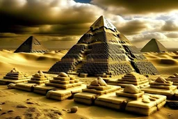 fammi un immagine delle piramidi egizie , devo essere fatte di cibo