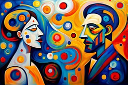 abstract painting man and woman oil random brush backround Klimt mix Kandinsky mix Vincent van Gogh