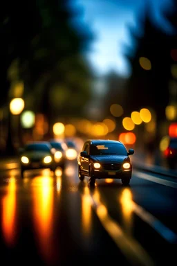 driving home, bokeh like f/0.8, tilt-shift lens 8k, high detail, smooth render, down-light prize winning