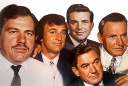 a photo of 5 men in their 30s, antique photo, add background