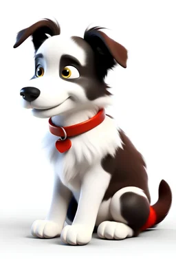 White red Border collie female puppy Disney Pixar AI Dog