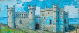 A light blue fortress with number ones painted by Vincent van Gogh