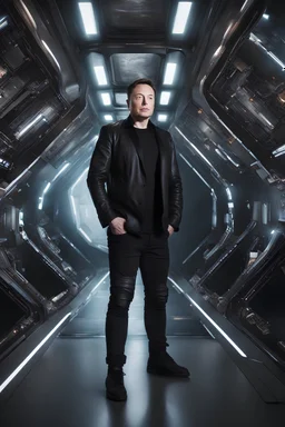"Ultra realistic full body shot a elon musk in space ship concept, looking at the camera,full legs, cyberpunk, neo-figurative,concept ,full length view, face , full size, science, technology,future,electric ,futuristic style, design, practicality,manufacturability,performance, HOF, professional photographer, captured with professional DSLR camera, trending on Artstation, 64k, full size, ultra detailed, ultra accurate detailed, bokeh lighting, surrealism, background, detailed