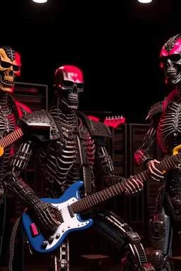 4K realistic hard rock band of 5 terminators playing live.