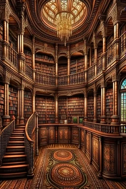 library, in fantasy style, like in a fairytale, sharp focus, studio photo, intricate details, highly detailed