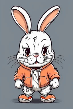 ripped cartoon bunny in track suit