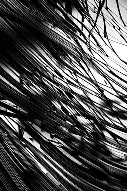 abstract art in black and white with many lines