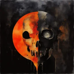 Surreal "SLAYER" heavy metal cover watercolor, Dead Skin Mask - Dance with the dead in my dreams Listen to their hallowed screams, by Arturo Souto and VS Gaitonde, unsettling, expressionistic, macabre