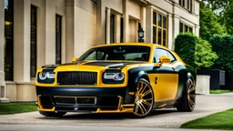 A (((rolls royce Dodge Challenger))) featuring a luxurious interior, advanced technologies, and a sleek body kit designed by MANSORY, exuding an air of sophistication and power