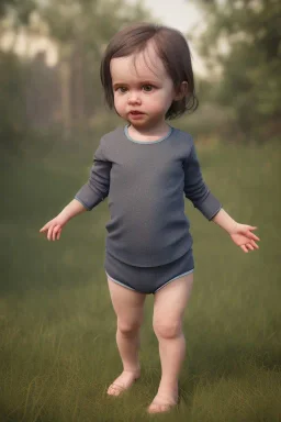 Marla singer toddler, full body, jump, bokeh, hyper realistic