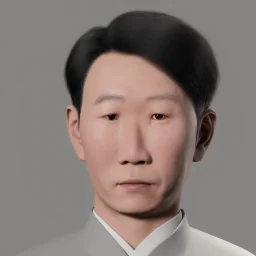 portrait of half korean man with giant egg head