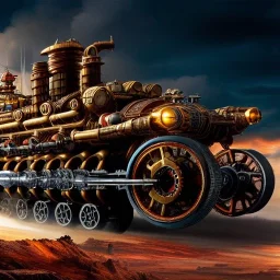 fullbody Drawing of 'sketch of steampunk Vehicles as in the movie mortal engines(2018)',intricate detail,andrea bonelli,Kilian Eng,Ohrai,evan lee,Aleksandr Sidelnikov,KyuYong Eom,three quarters frontal aerial view,toned colors,32k