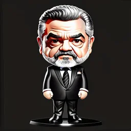 Retrato chibi full body de Luis Ignacio Lula da Silva presidente de Brasil, serio, calidad ultra, hiperdetallado, color blanco, y negro, full body