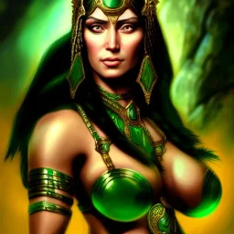 ultra detailed portrait of beautiful Dejah Thoris, wearing a bikini plate armor, extremely detailed digital painting, extremely detailed face,crystal clear green eyes, in the style of robert e howard and pablo oliveira, mystical colors, rim light, beautiful lighting, 8 k, stunning scene, raytracing