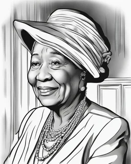 Outline art for coloring pages with Dorothy Height , white background, sketch style, only use black outline, white background, no shadows and well and clear outline , white background, sketch style, only use black outline, white background, no shadows and well and clear outline