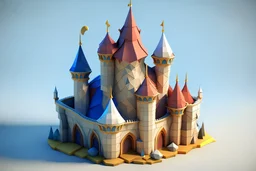 Magic castle, Low poly, Polygon, Geometric, 3D, Artstation, Antoni Gaudi style, Gaudism, Modern Architecture