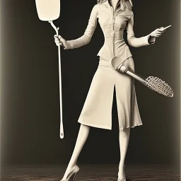 a tall slender woman holding a spatula