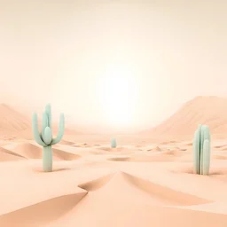 Surreal geometric in a desert, light colors, soft