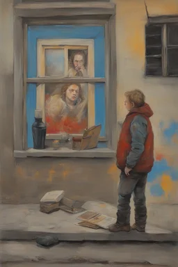 art, painting, street art, street, russian depression, music album, from the window, depression, russian 90