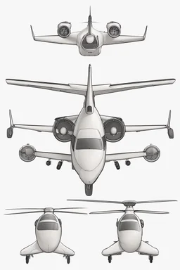 ideation aeroplane airmed inspired by shark with side view, quarter view and front view