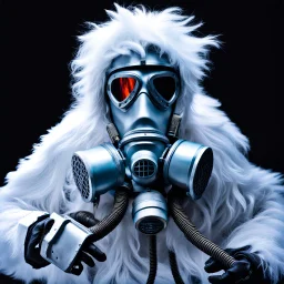 Yeti in an elastomeric respirator, Kananaskis Country, Sci Fi, post-apocolapse