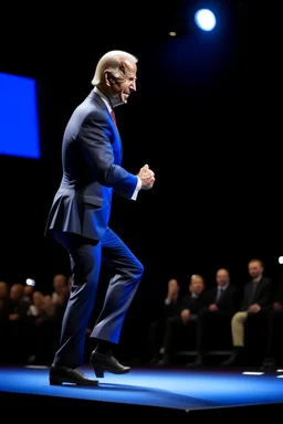 jo biden shaking his butt on stage, zeiss prime lens, bokeh like f/0.8, tilt-shift lens 8k, high detail, smooth render, down-light, unreal engine, prize winning