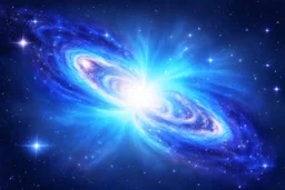 special galactic bright light blue galaxy with a lot of bright stars