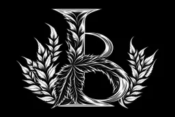 LETTER 'B' CANABIS WEED LEAF BLACK AND WHITE RASTA