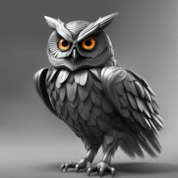 Illustrative sketch of a Pixar 3D image of an angry humanoid owl, ultra quality, 8k