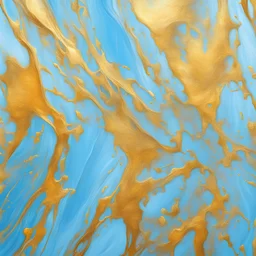 Hyper Realistic golden grungy oil-paint texture on light-blue marble textured background with vignette effect