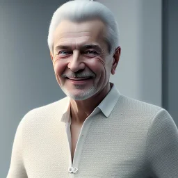 beautiful smooth realistic, Russian male, 75 y/o, white background, extremely sharp detail, finely tuned detail, ultra high definition, 8k, unreal engine 5, ultra sharp focus, smile teeth, happy