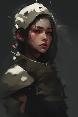 Young girl-warrior, fabulous fantasy, Hopelessness and mortal boredom, longing and painful expectation of the inevitable, by Benedick Bana
