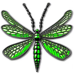 metal gothic green dragonfly wings