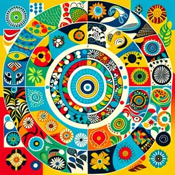 Celebrate diversity and cultural richness by designing a that incorporates symbols, patterns, and motifs from various cultures around the world. Create a harmonious blend of diverse elements, representing unity and multiculturalism. Use a vibrant and inclusive color palette to emphasize the cultural kaleidoscope concept.