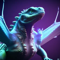 Reptile like creature, wings,feathers,Ultraviolet dimension, unreal engine 5, 8k resolution, attractive, realistic, ultra detailed