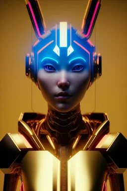 Medium Close Up Portrait, Front image. cyberpunk Asian woman, rabbit mask, pink short hair. latex suit. Red, black, gold, color. Ghost in the shell style. Color background, photo studio. Avatar image, highly detailed, concept art, smooth, unreal engine 5, god rays, ray tracing, RTX, lumen lighting, ultra detail, volumetric lighting, 3d, finely drawn, high definition, high resolution.