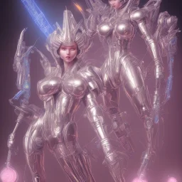 saint saiya, retrofuturism, hajime sorayama, symmetrical, blue neon