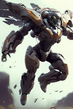 A battle iron suit with the ability to fly, made for humans