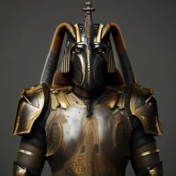 Photo anubis god warrior antropomophized in armour black and gold