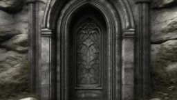 A gothic door in a rock