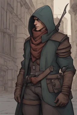 male human rogue adventurer in a city