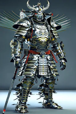 Full body, samurai wearing biomechanical armor, photorealistic