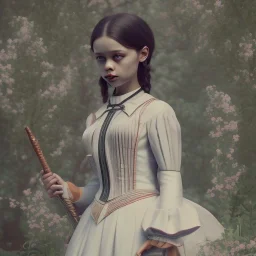 Full body, 3d render,Jenna Ortega, Wednesday addams 1800's women style, 1800's hair style, 1800's women clothes style, hyper realistic, octane render, unreal engine 5, 8k, palace background, uhd