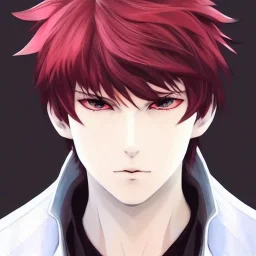 Detailed anime boy, crimson red hair, classic taper hairstyle, dante dmc5 hairstyle, wolf ears protruding out, white trench coat, intricate details, full body portrait, keep head in frame, slight smile, black Japanese motif, concept art, highly detailed, digital painting, concept art, sharp focus, illustration, art by Yoji Shinkawa, WLOP and greg rutkowski and alphonse mucha and artgerm and yanjun Chen and Junji ito and Makoto Shinkai, HDR, octane render, highly detailed